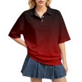 thumbnail image 1 of Sewkxo Women's Rugby Shirt Gradient Color Polo T-Shirts Oversized Short Sleeve Lapel V Neck Tee Summer Pullover Tops,Red M, 1 of 6