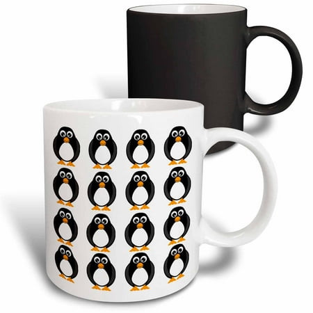 

3dRose Cute Penguin White Print Magic Transforming Mug 11oz
