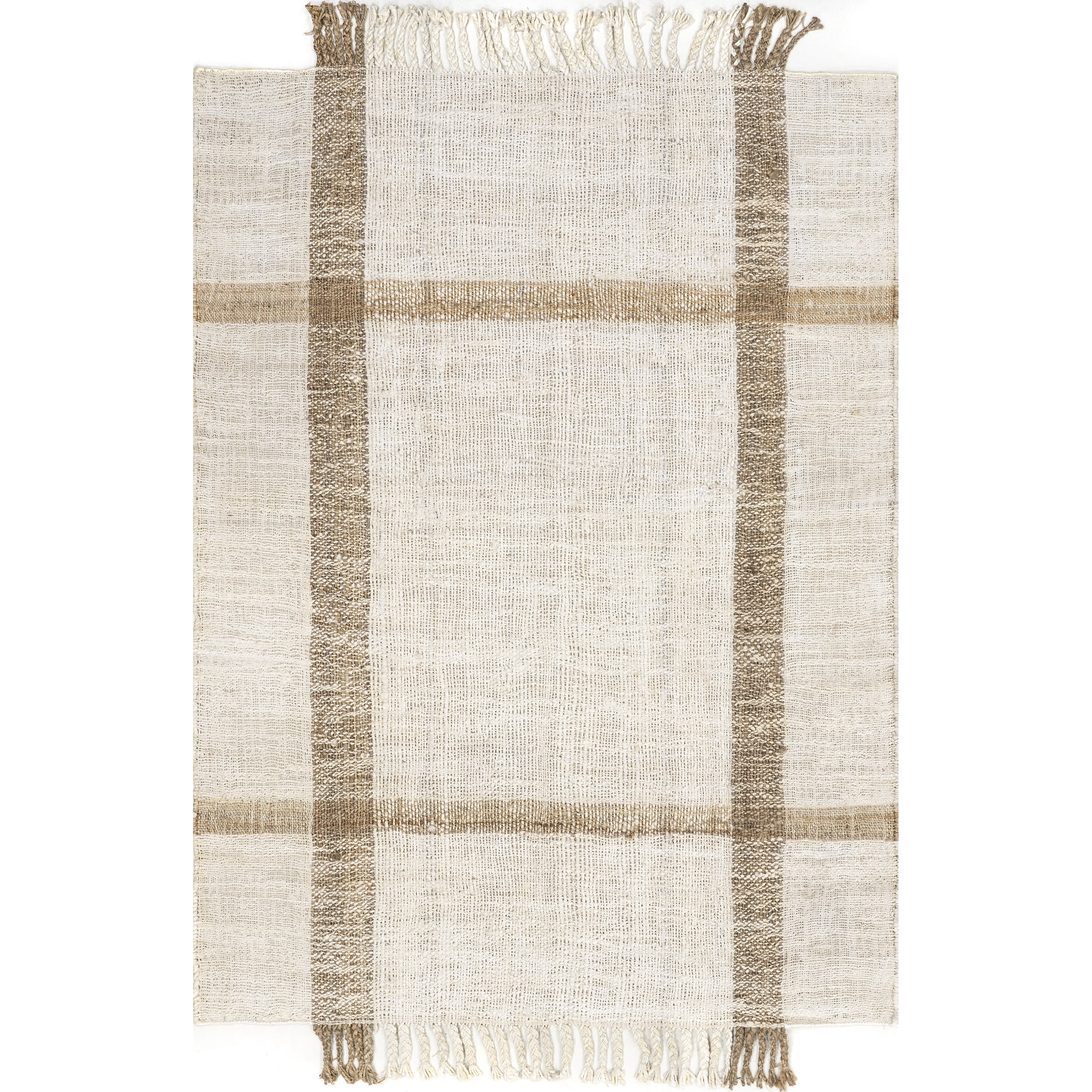nuLOOM April Casual Stripe Jute Tassel Area Rug, 8' x 10', Natural