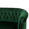 thumbnail image 4 of GDF Studio Bramhall Chesterfield Tufted Velvet Loveseat, Emerald and Dark Brown, 4 of 8