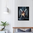 thumbnail image 3 of JEUXUS White Angel Painting Angel Wings Poster Modern Black and White Pictures Praying Woman Wall Art Dark Blue Artwork Abstract Angel Painting Wings Canvas Wall Art Aesthetic Woman Posters, 3 of 4