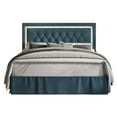 thumbnail image 4 of Home Design Gianna Twin Tufted Upholstered Platform Bed Frame with Button-Tufted Headboard and Bed Skirt, Denim Blue, Easy Assembly, 4 of 5