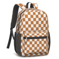 thumbnail image 2 of Orange and White Checkered Pattern 17" School Backpacks for Teens,Waterproof Oxford Fabric,S-Shape Padded Straps for School,Travel,Hiking,Camping, 2 of 6