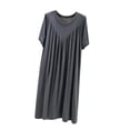 thumbnail image 2 of SOOMLON Plus Size Nightgowns for Women Pleated Sleep Dress Crew Neck Short Sleeve Maxi Dress Lightweight&nbsp;Solid Nighties, 2 of 7