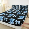 thumbnail image 3 of Manfei Blue Cowgirl Boots Queen Sheet Sets,Kawaii Bow Knot Flat Sheet,Girl Bowtie Bow Queen Fitted Sheet For Kids,Breathable Home Decor,4 Pieces, 3 of 7