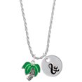 thumbnail image 1 of Delight Jewelry Silvertone Large Palm Tree Silvertone Script Initial Disc - & - Charm Necklace, 20"+3", 1 of 4