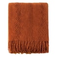 thumbnail image 4 of Battilo Caramel Throw Blanket, Lightweight Rust Orange Knit Blanket, Fall Decorative Throw for Couch ,50"x60", 4 of 9