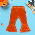 thumbnail image 5 of IDOPIP Baby Girls 1st Birthday Outfit Fall Pumpkin One Romper+ Velvet Bell Bottoms Cake Smash Outfits, 5 of 8