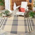 thumbnail image 3 of Safavieh Courtyard Benjamin Plaid Indoor/Outdoor Area Rug, Gray/Bone, 6'7" x 6'7" Round, 3 of 13
