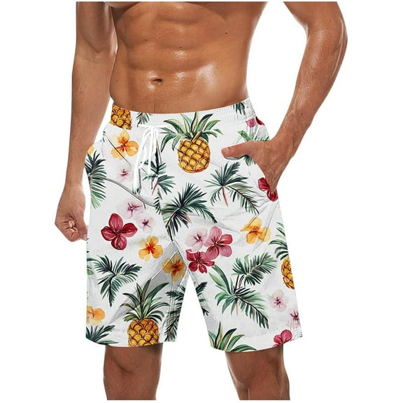 ZCFZJW Men's Swim Trunks Board Shorts Summer Tropical Drawstring Elastic Waist Beach Shorts Bathing Suit Beach Swimsuit Swimwear for Men - No Liner Multicolor#01 XXXL