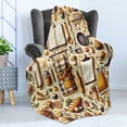 thumbnail image 3 of Ambesonne Cooking Themed Fleece Throw Blanket Chef Food Kitchen 70"x90" Cream and Orange, 3 of 5