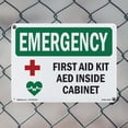 thumbnail image 4 of First Aid Kit AED Inside Cabinet With Symbol OSHA Emergency Aluminum Sign 18 Inch x 12 Inch - 5 Pack, 4 of 8