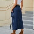 thumbnail image 5 of Denim Skirts for Women Y2K Jeans Skirt Girls Party Long Skirts Summer Maxi Skirts Casual A-Line Skirts Elastic High Waist Skirts Denim Pocket Jeans Skirts, 5 of 7