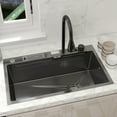 thumbnail image 2 of Versatile Black Stainless Steel Undermount 30" x 18" Single Kitchen Sink Durable Essential Tool, 2 of 6