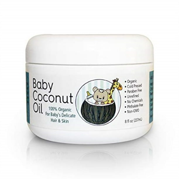 Baby Coconut Oil Great For Hair And Skin Cradle Cap Treatment Eczema Massage Diaper Rash Guard And Stretch Marks 8 Fl Oz Walmart Com Walmart Com