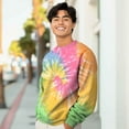 thumbnail image 4 of Dalix Smile Face Embroidered Washed Crewneck Sweatshirt Long Sleeve Fleece Cotton Mens in Tie Dye Rainbow 3XL XXX-Large, 4 of 5