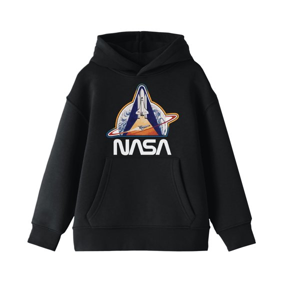 NASA Space Shuttle Launch and Saturn Boy's Black Sweatshirt-Medium