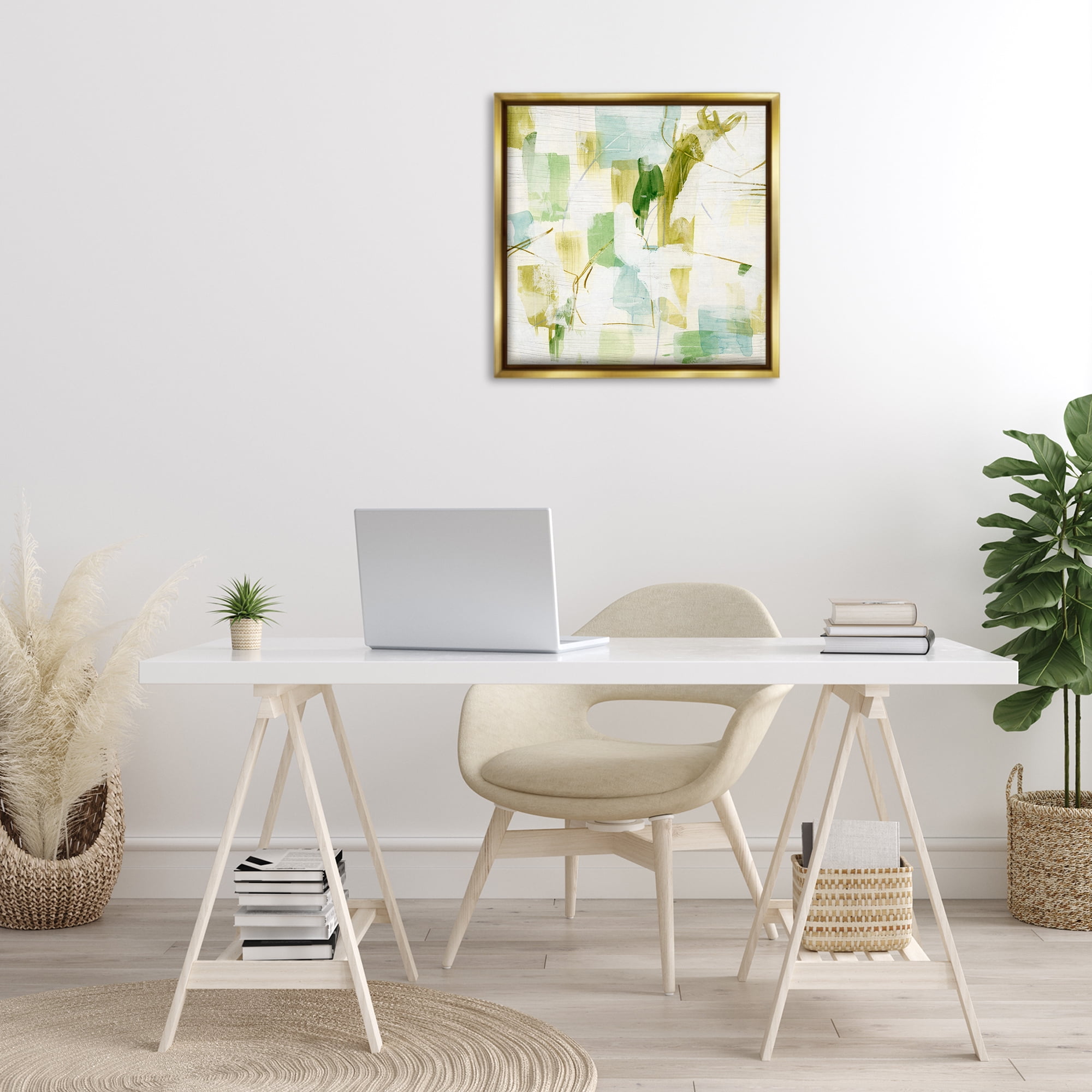 Stupell Industries Chaotic Abstract Expression Abstract Painting Gold Floater Framed Canvas Art Print Wall Art, 25 x 25
