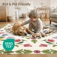 thumbnail image 4 of ODIKA 4'x6' Cream Ivory Blossom Medallion Traditional Washable Area Rug Botanical Garden Motif with Decorative Corner for Home Office, Under Desk, Non-Slip Chair-Friendly, Flatwoven, 4 of 7