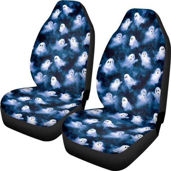 XYZCANDO Ghost Print Car Seat Covers Polyester Easy to Install Car Front Seat Covers car Front Seats Interior, Anti-Slip Elastic Sedan SUV