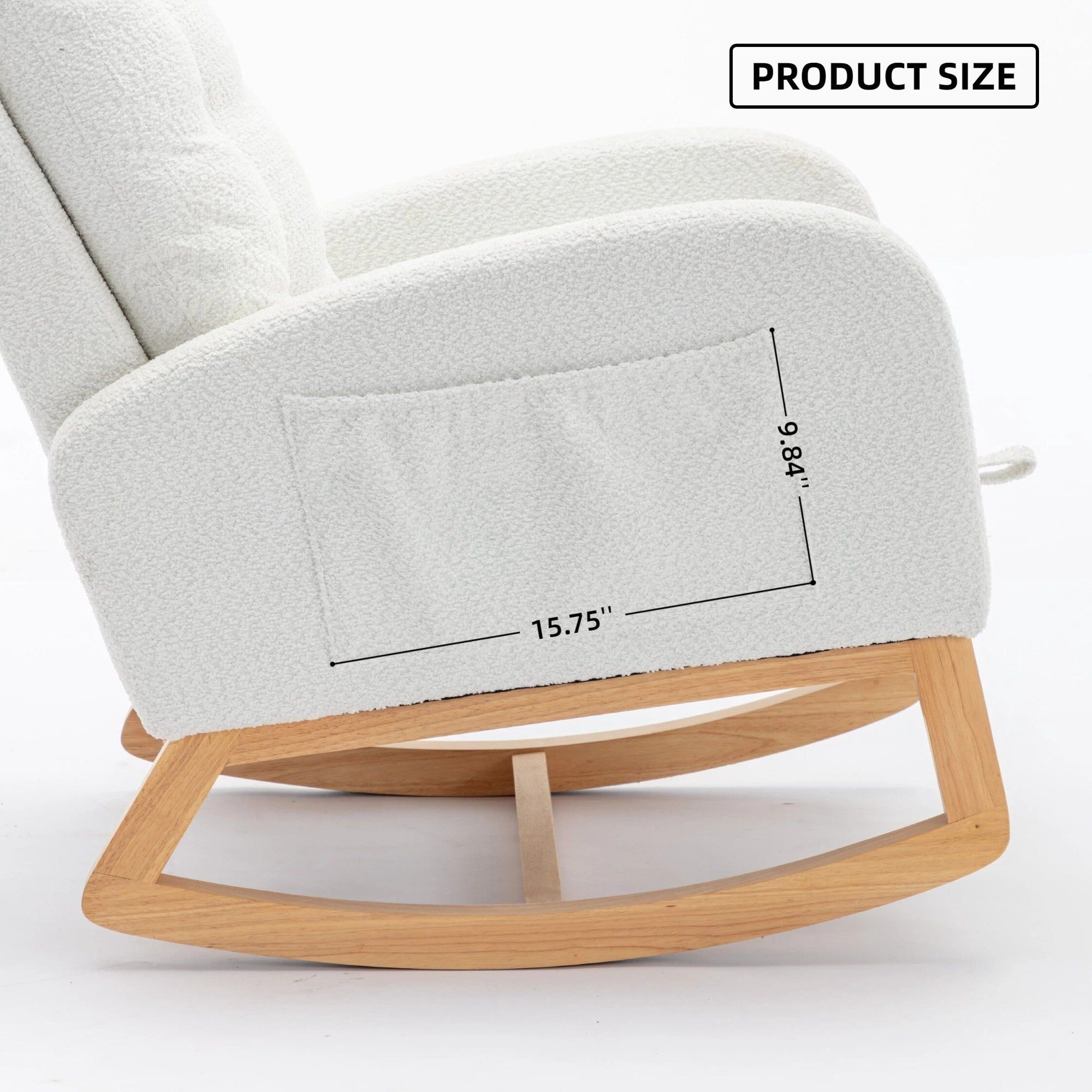 Sailvan Upholstered High Back Accent Rocking Chair with Footrest & Storage Pocket for Living Room