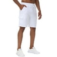 thumbnail image 4 of Satankud Men's Casual Cargo Shorts Classic Relaxed Drawstring Elastic Waist Beach Shorts with 5 Pockets White-32, 4 of 6
