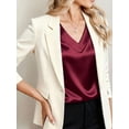 thumbnail image 3 of Deago Women Silk Satin Tops Cap Short Sleeve Blouse Summer V Neck Work Shirts Business Casual Dressy Outfits (Red, M), 3 of 9