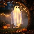 thumbnail image 5 of AYktou Halloween Swinging Ghost Decor, Hanging Ghost Halloween Decor with LED Light, Hanging Fabric Ghost Ornament Indoor Outdoor Tree Yard Porch Spooky Holiday Decor, No Remote control, 5 of 6