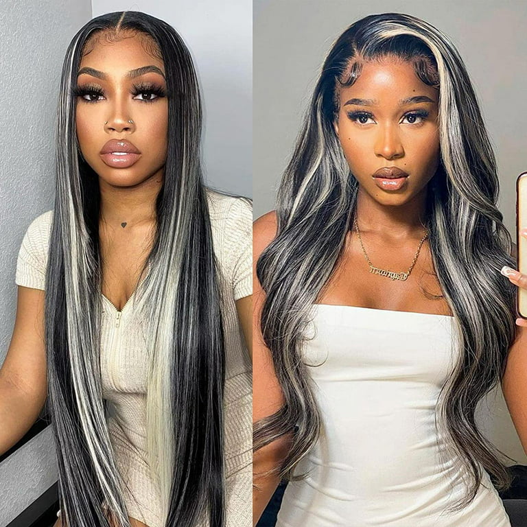 Blonde Lace Front Wigs Human Hair Platinum Blonde Wig Grey Human Hair Wig  Straight Lace Front Wigs For Black Women Highlight Lace Front Wig Pre