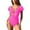 Hot Pink, variant on Womens Ruffled Swimsuits with Triangle Bikini Halter Top Swim Suits V Neck Ruched Short Sleeve Bathing Suit (XL, Brown)