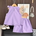 thumbnail image 5 of HCNTES Girl's 2 Piece Outfits Boho Floral Crochet Ruffled Sleeveless Cami Top and Wide Leg Pants(Purple,6-7 Years), 5 of 8