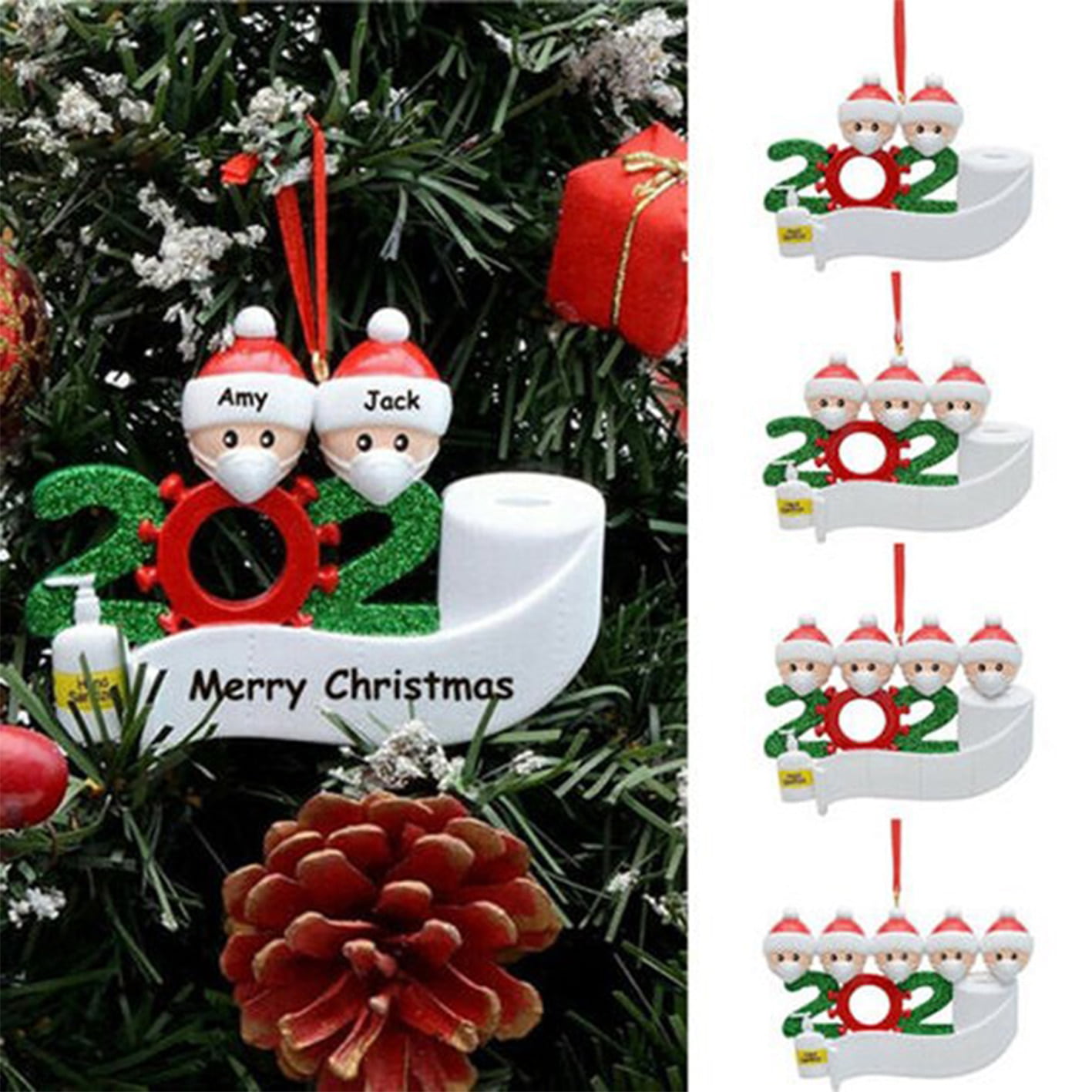 2Pcs Christmas 2020 Ornaments,Personalized Quarantine Survivor Family