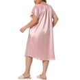 thumbnail image 3 of Agnes Orinda Women's Plus Size Valentines Day Satin Silk Nightgown Pleated Loose Sleepwear Nightshirt Sleep Dresses 1X Pink, 3 of 6