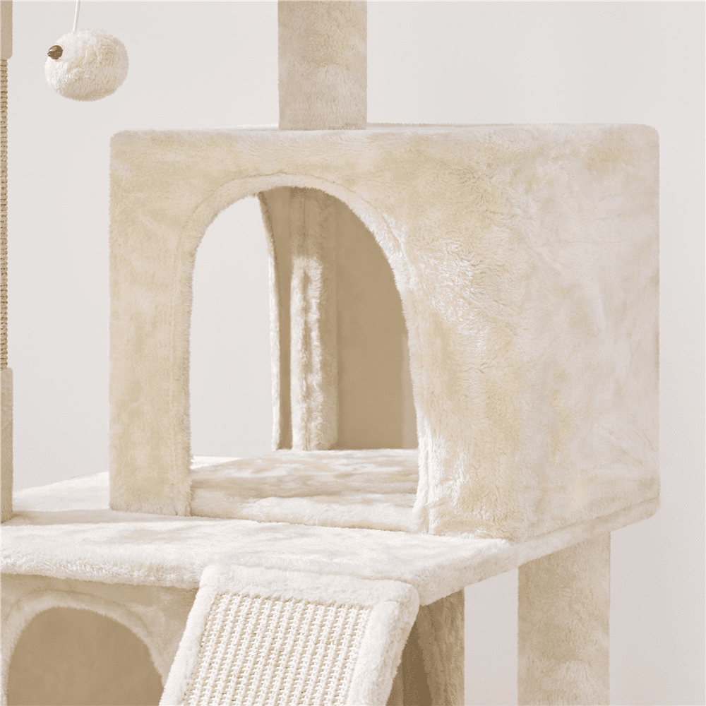 Alden Design 36" Cat Tree Tower with Condo and Scratching Post, Beige