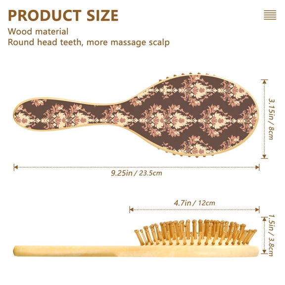 YAZAOO Soft Hair Brush Hair Comb Detangler Elegant Earthy Damask Smoothing Hair Care Beauty Gift