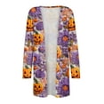 thumbnail image 3 of WTOBBY Women's Halloween Printed Cardigan Jacket Mid Length Open Front Long Sleeve Casual Cover Up with Pockets Novelty Fall Sweater Lightweight Cozy Outerwear,Purple 2XL, 3 of 7