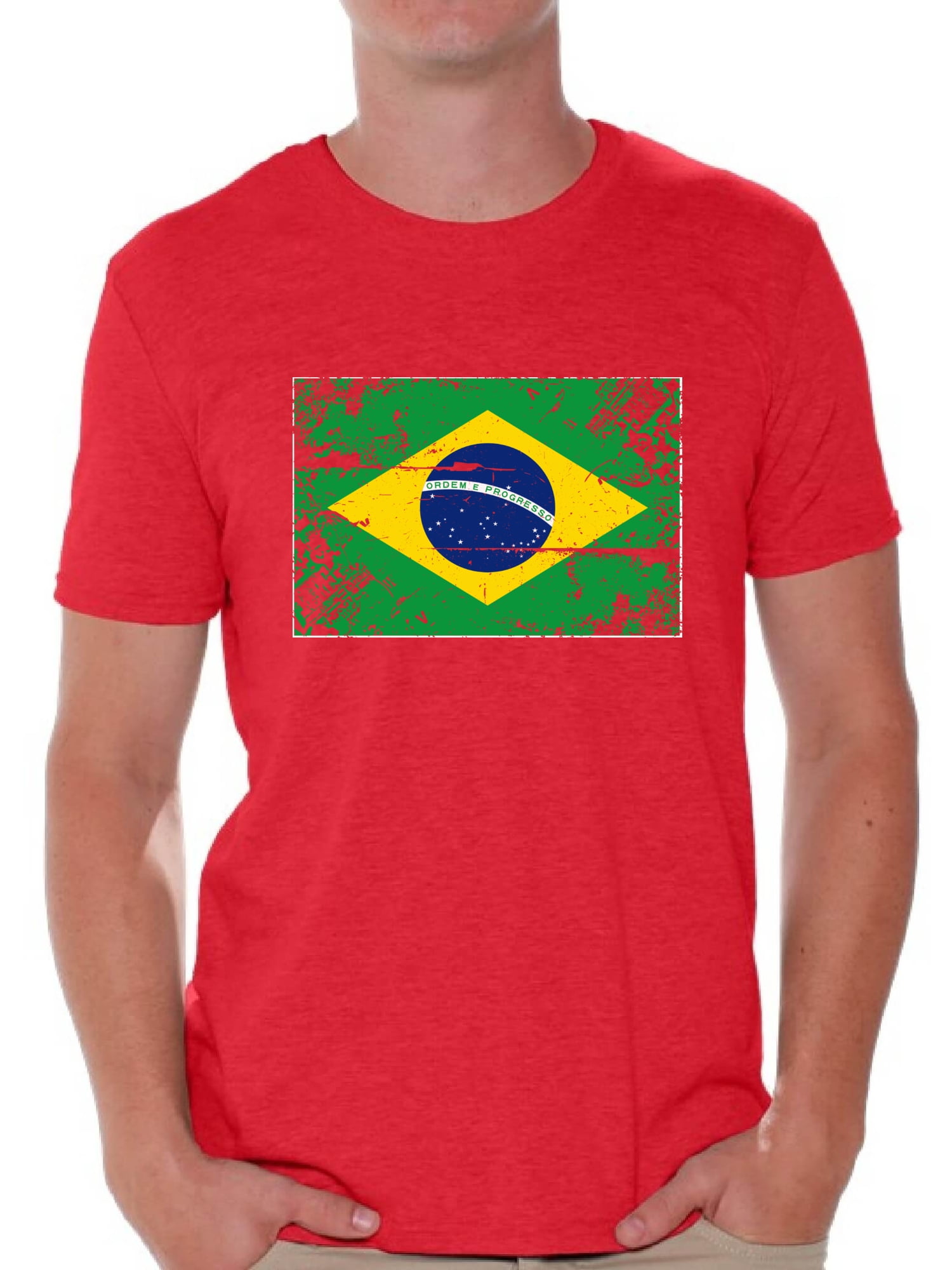Awkward Styles Awkward Styles Brazil Flag Shirt for Men Brazilian