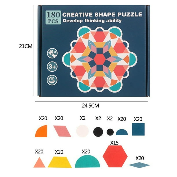 180 piezas de juegos de rompecabezas de madera, juegos de geometría, rompecabezas, juguetes educativos clásicos para niños