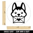 thumbnail image 2 of Chibi Husky Dog Holding Mail Envelope Self-Inking Rubber Stamp Ink Stamper - Orange Ink - Mini 1/2 Inch, 2 of 7