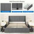 thumbnail image 3 of Uforic Queen Bed, Storage Drawers & Padded Headrest, USB & Type-C Outlets, Box Spring Unnecessary, Suitable for Adults, Gray, 3 of 6