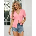 thumbnail image 4 of Women's 2025 Short Sleeve Summer Sweater Tops Casual Button Down Knit Cardigan, 4 of 9