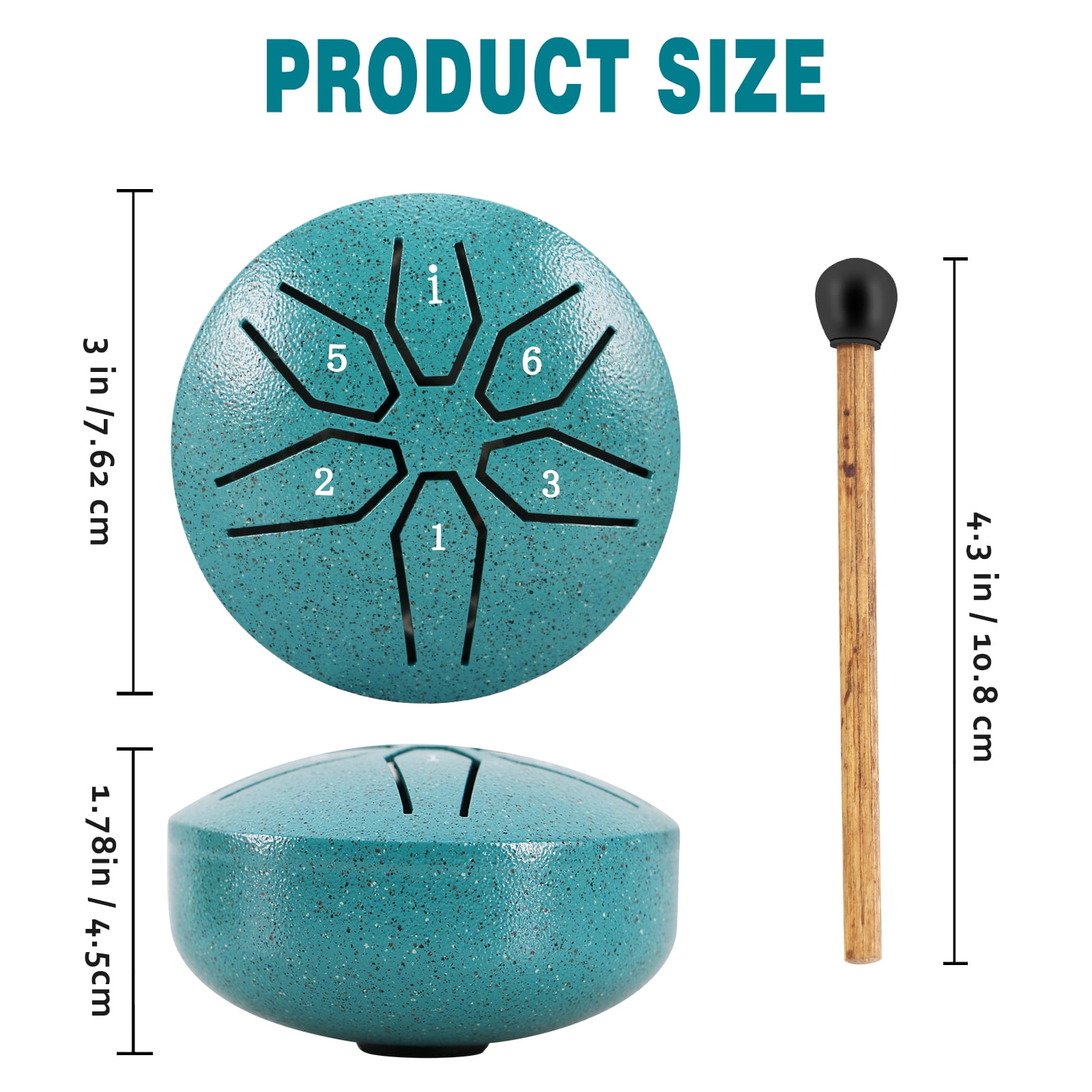 EASTROCK Steel Tongue Drum - 3 Inch 6-Note Mini Rain Drum with Mallets, Healing Sounds Musical Instrument for Outdoor/Party/Classes/Studio(Green)