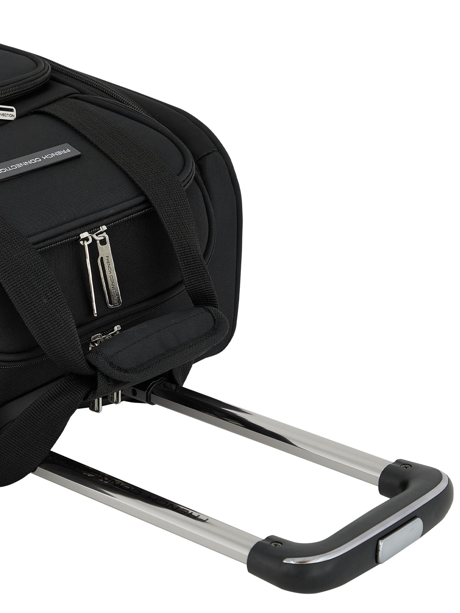 French Connection 16-Inch Rolling Under Seater Luggage with USB Port, Black