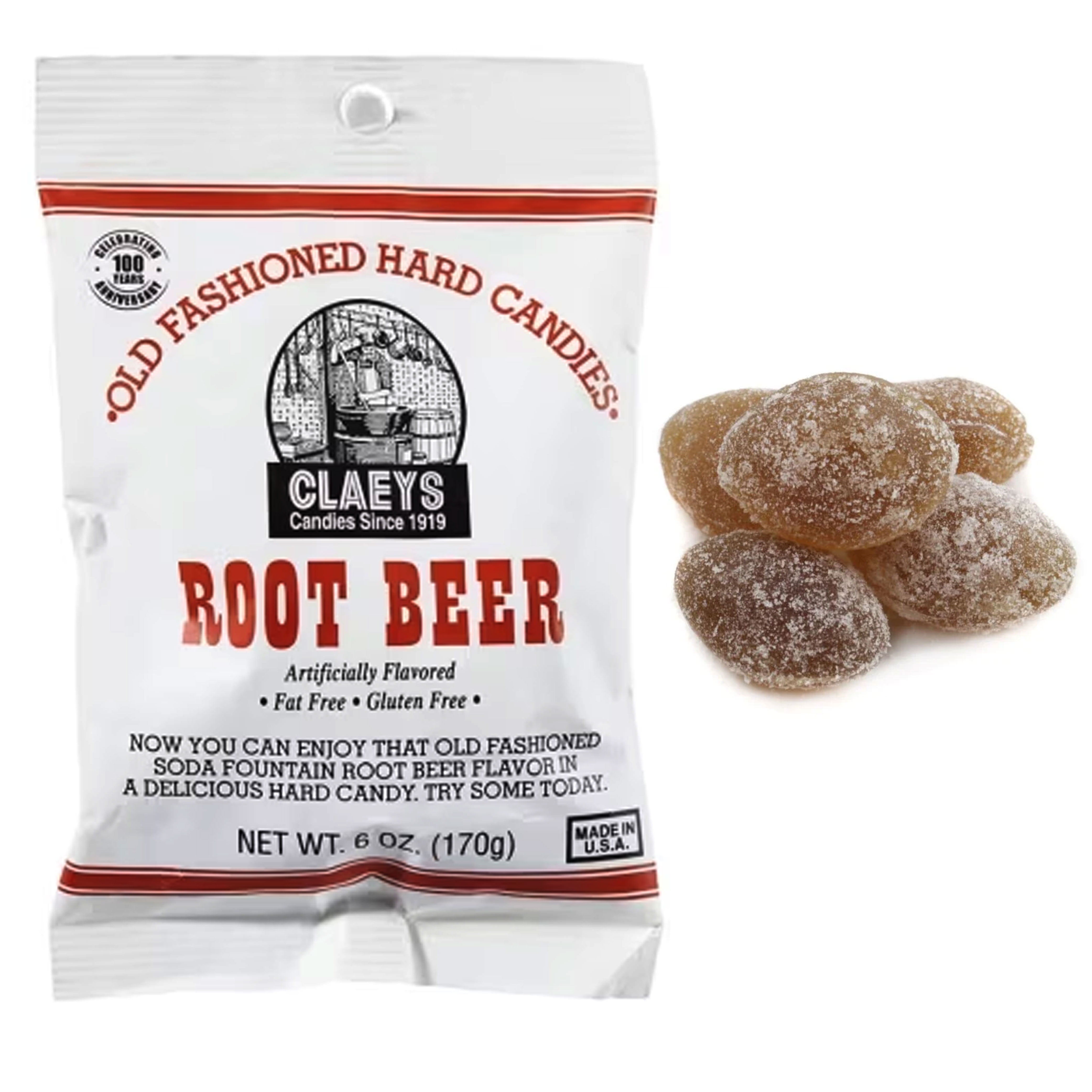(5 pack) 1 Bag Claeys Sanded Candy Drops Root Beer Hard Candies Old Fashioned Flavor 6oz