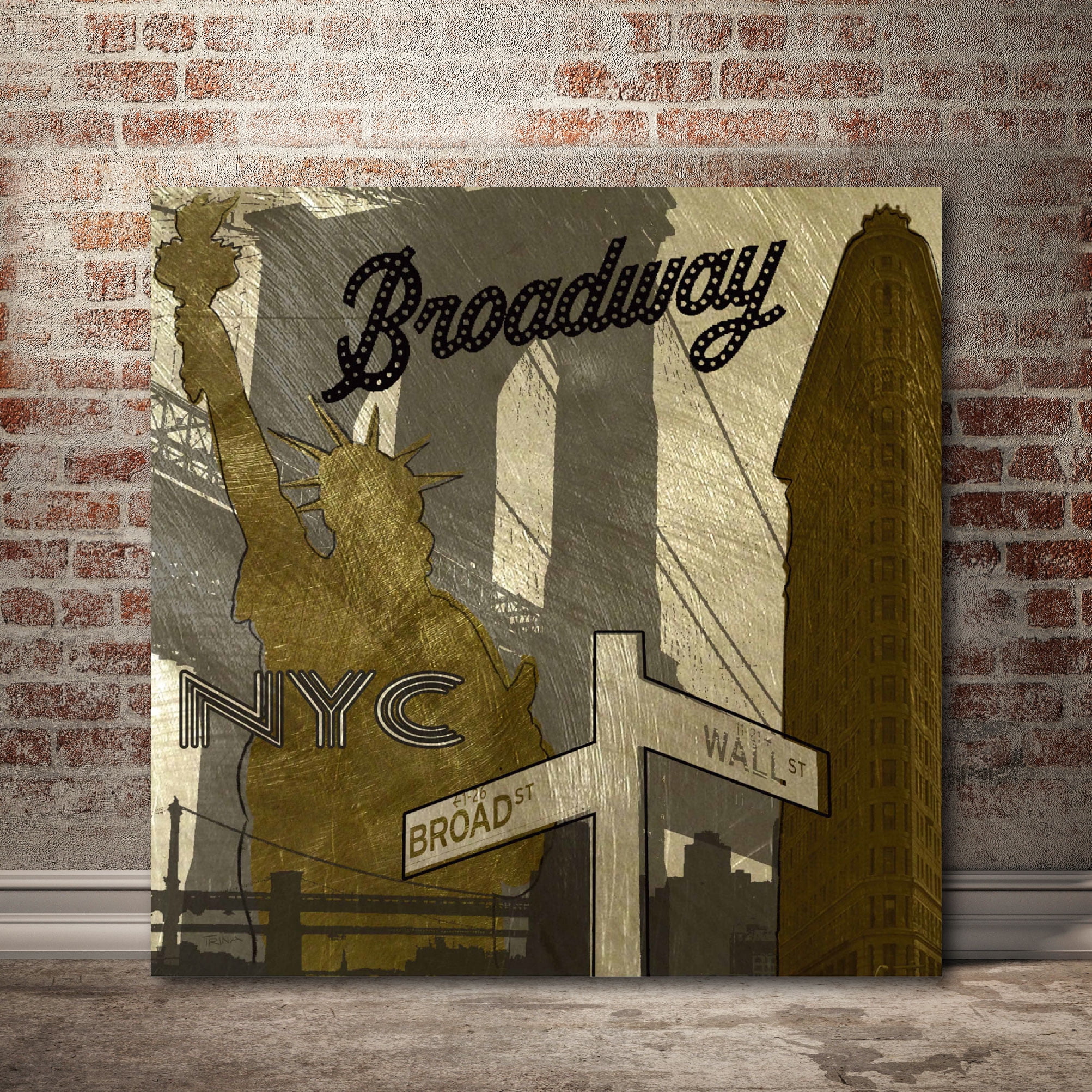 Broadway In Gray Gallery-Wrapped Canvas Wall Art, 16x16