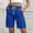 Blue women cargo shorts a1, variant on Cagogo Womens Cargo Short Pants Casual Elastic Waist Loose Fit Bermuda Shorts with Pockets Solid Streetwear Vacation Beach Summer Work Trousers, Brown L