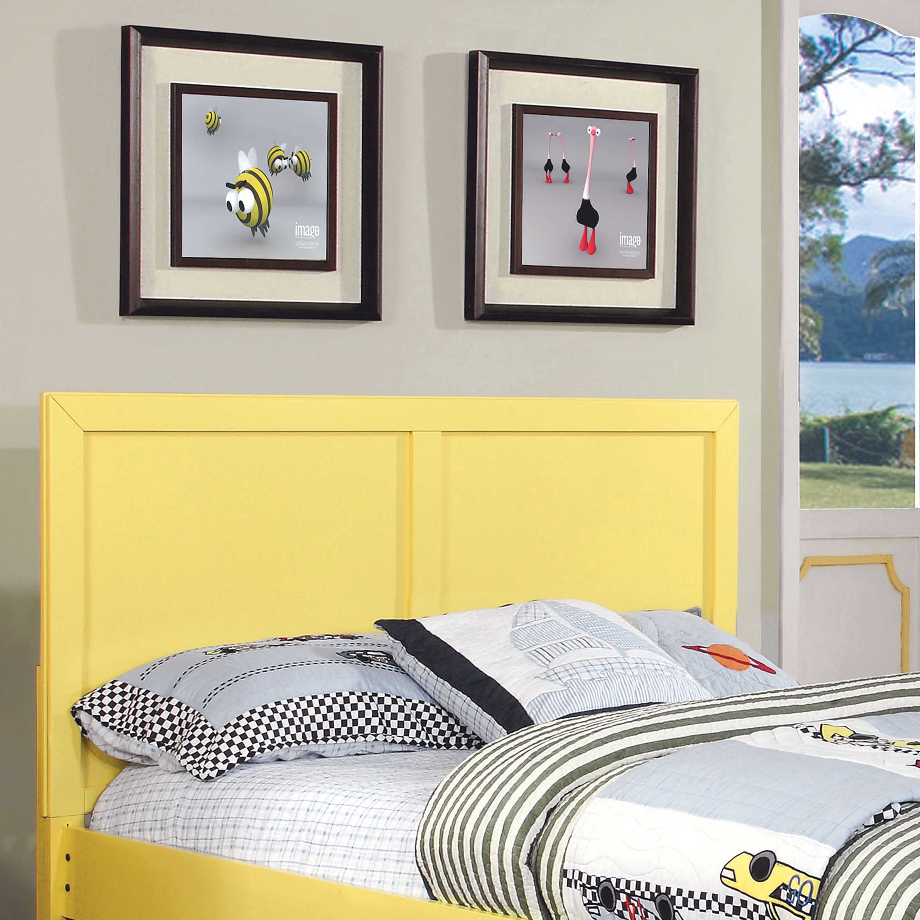 Furniture of America Belina Cottage Wood Headboard, Full/Queen, Yellow