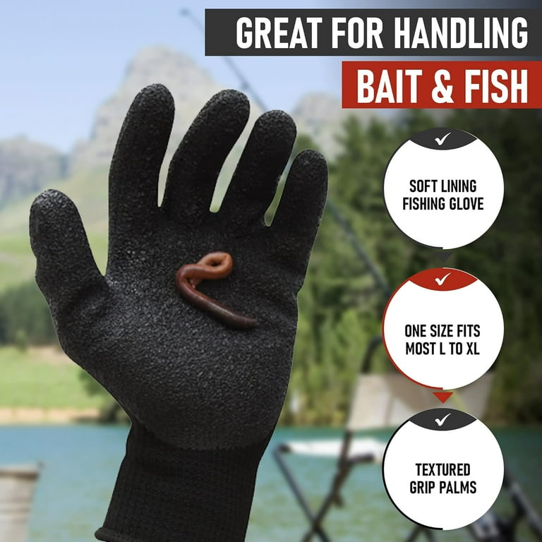 Fish Handling/Cleaning Gloves Textured Grip Palm Soft Lining Fillet Gloves  – One Size Fits Most L to XL