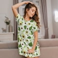 thumbnail image 3 of Gukieu Green Avocado Print Women's Nightgown, A-line Round Neck Short-sleeved Nightgown Pajamas Home Wear Suitable for Home and Outing, 3 of 6