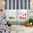 thumbnail image 6 of Navy Blue Grey Striped Valances for Windows, Decorative Rod Pocket Window Valance Curtains, Modern Minimalist Ombre Lines Short Curtain Drapes for Kitchen/Living Room, 2 Panels, 42" W x 18" L, 6 of 8